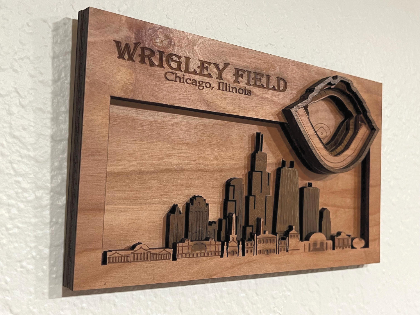 Wrigley Field 3D Wood Art – Chicago Cubs Stadium, Framed