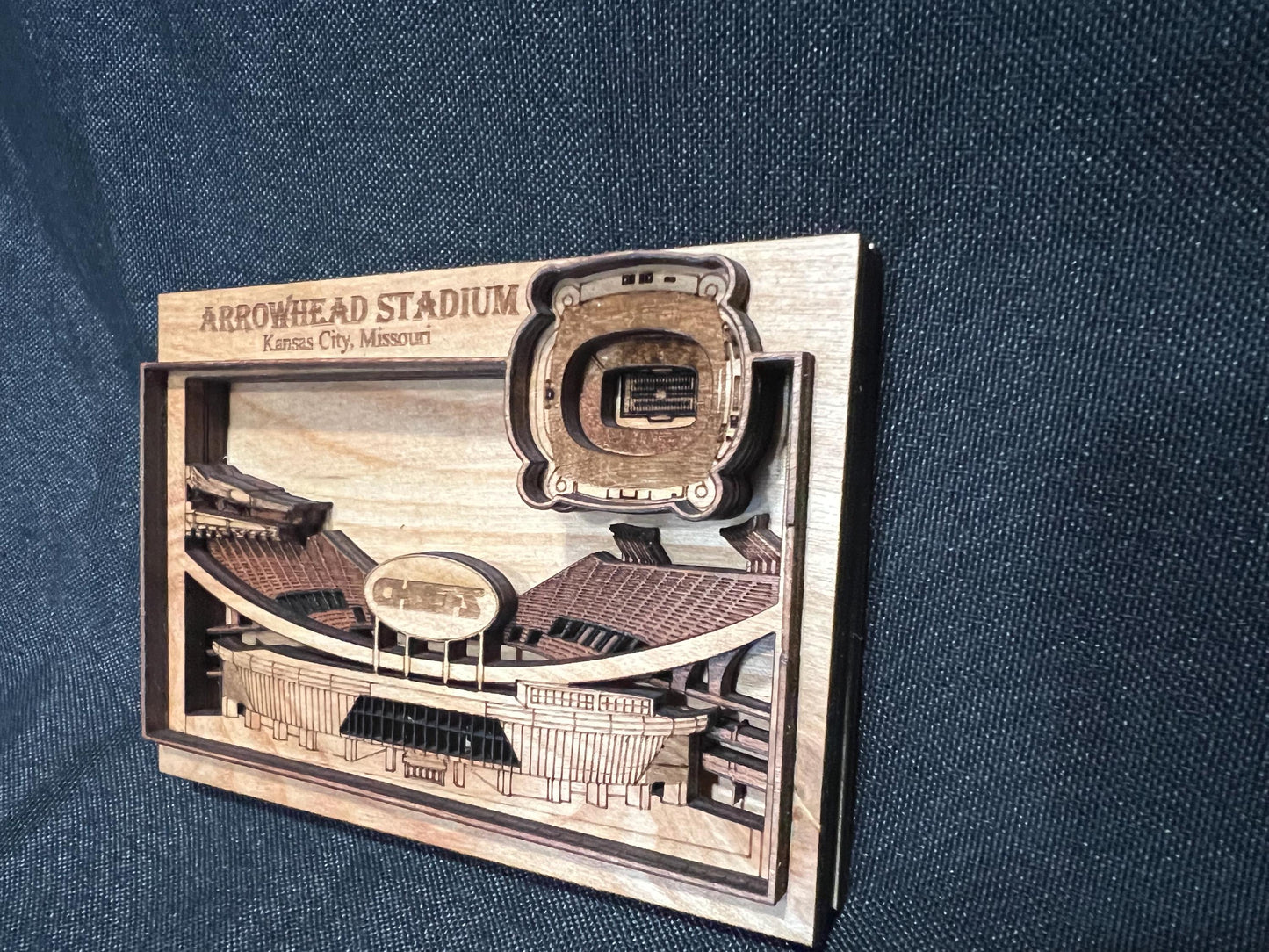 Arrowhead Stadium 3D Wood Magnet – Kansas City Chiefs Gift, Football Fan Decor