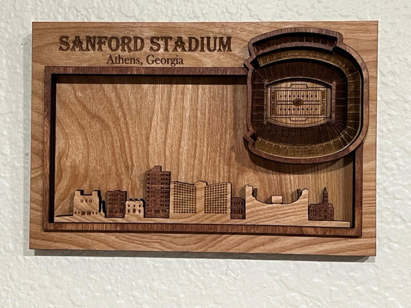 Sanford Stadium 3D Wood Sign – Personalized Athens Bulldogs Wall Art