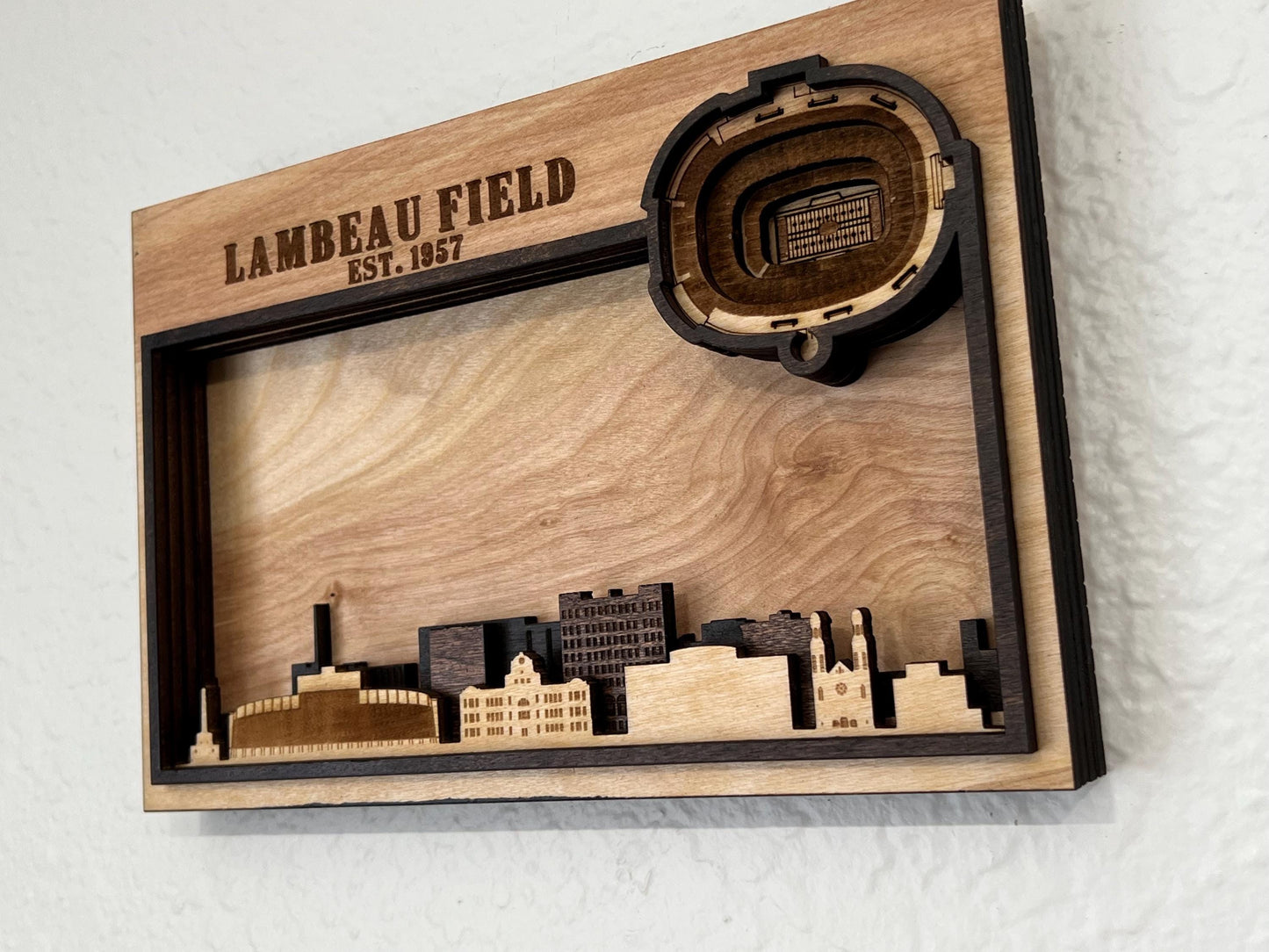 Lambeau Field Wall Art | 3D Green Bay Stadium Wood Sign | Personalized Packers Fan Gift