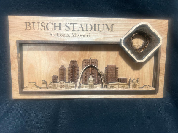 Busch Stadium Wood Wall Art | St. Louis Skyline Layered Stadium Decor