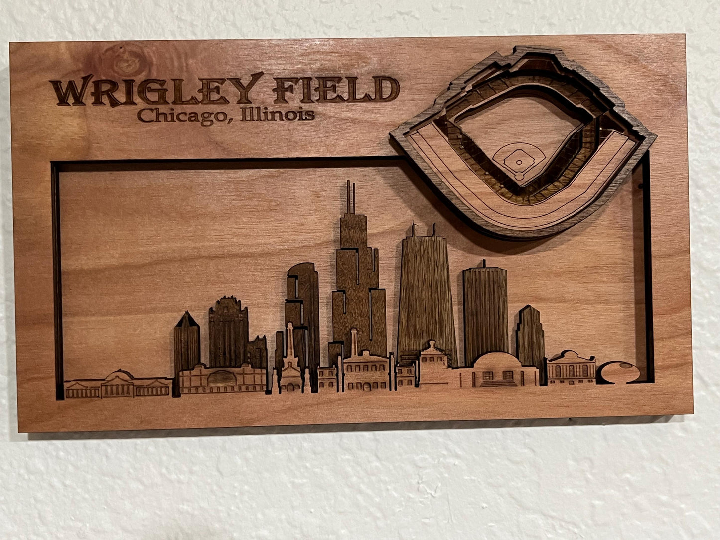 Wrigley Field 3D Wood Art – Chicago Cubs Stadium, Framed