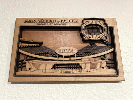 Arrowhead Stadium 3D Wood Wall Art | Kansas City Chiefs Gift