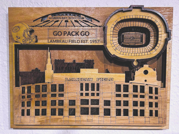 Lambeau Field 3D Stadium Wall Art | Green Bay Packers Wood Sign | Personalized Football Fan Gift