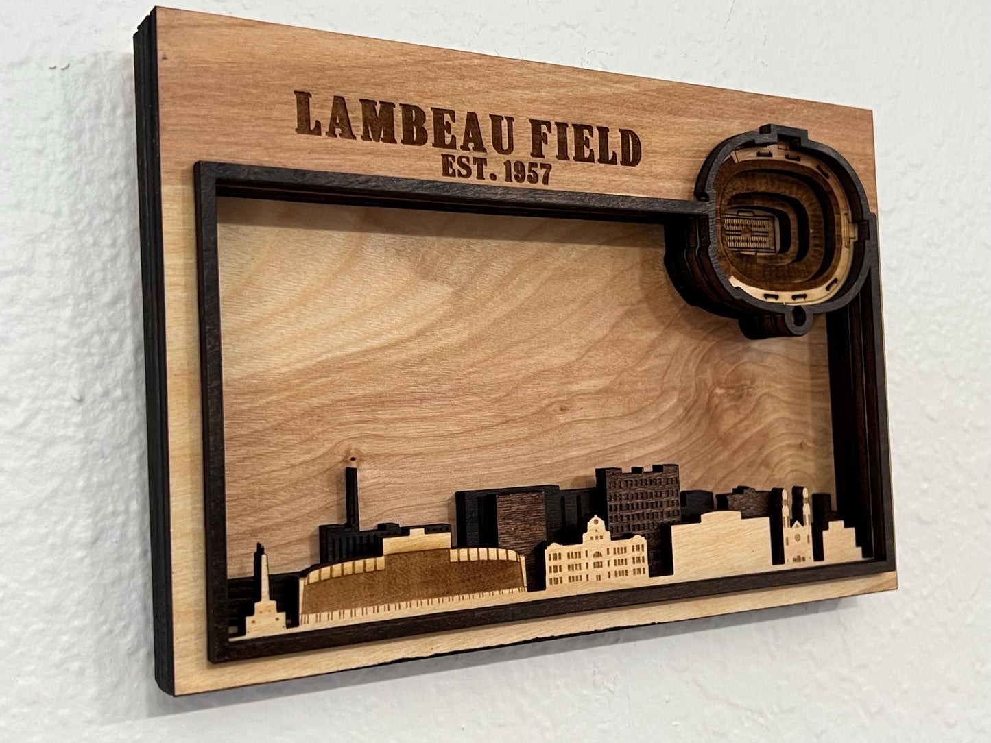 Lambeau Field Wall Art | 3D Green Bay Stadium Wood Sign | Personalized Packers Fan Gift