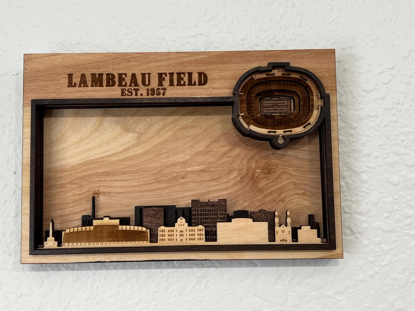 Lambeau Field Wall Art | 3D Green Bay Stadium Wood Sign | Personalized Packers Fan Gift