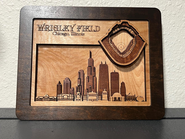 Wrigley Field Framed 3D Wood Art – Chicago Baseball Gift
