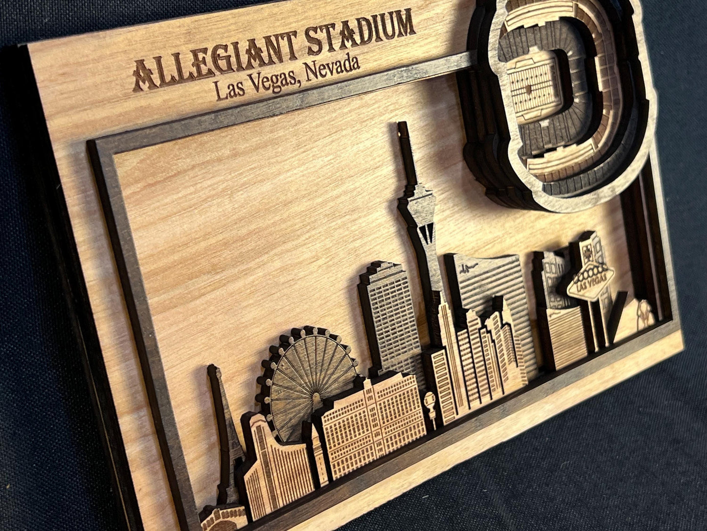 Allegiant Stadium 3D Wood Sign – Personalized Las Vegas Raiders Wall Art