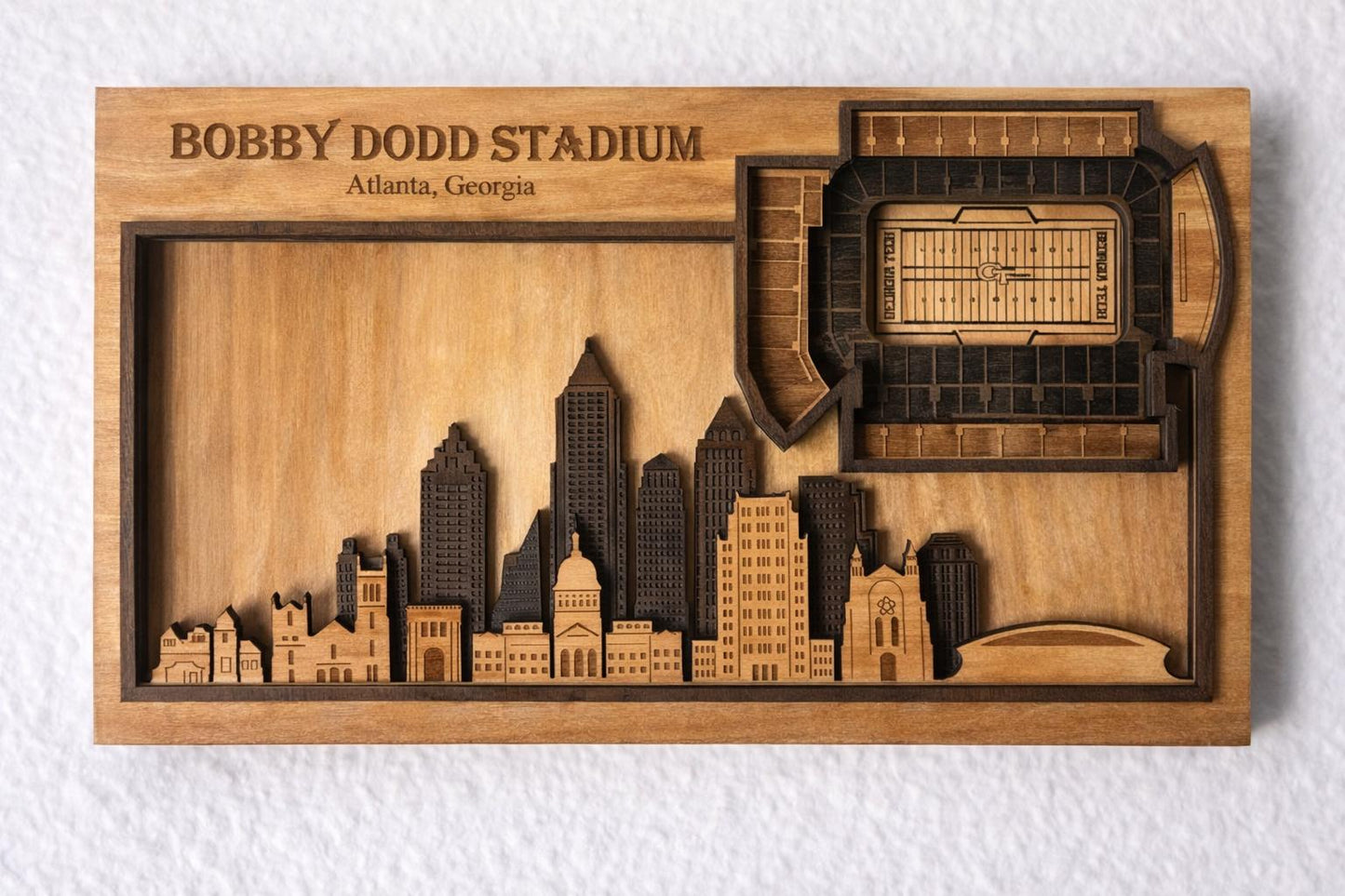 Bobby Dodd Stadium Wooden Wall Art – Georgia Tech Football Gift – 3D Stadium Decor