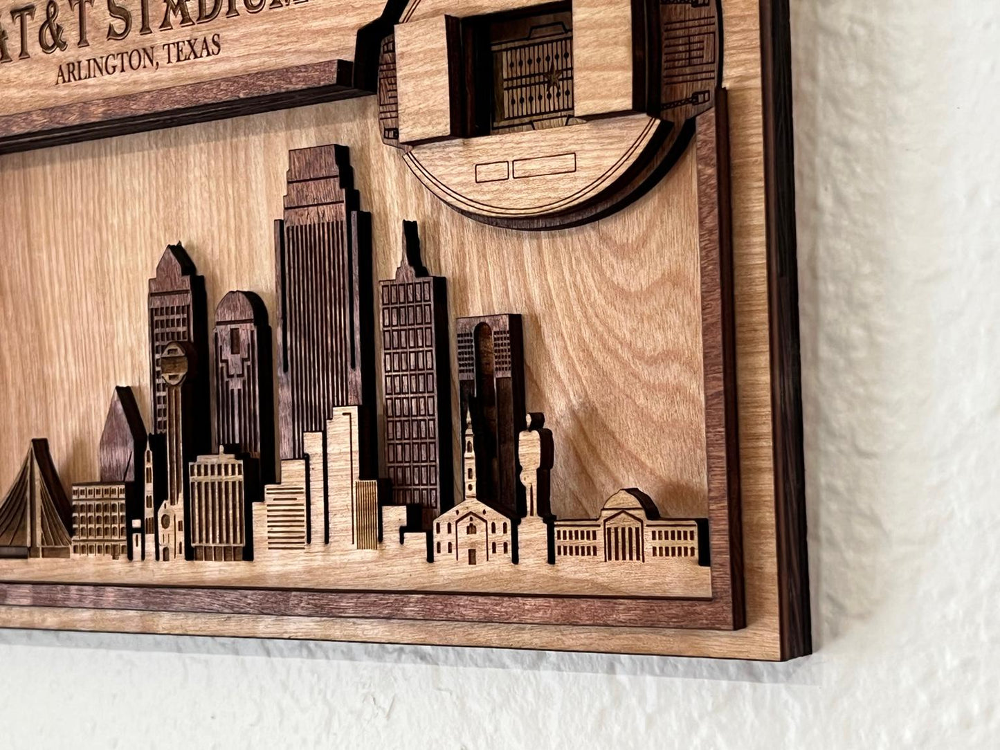 Laser-Cut AT&T Stadium 3D Wood Wall Art – Dallas Cowboys Stadium Map, Man Cave Decor