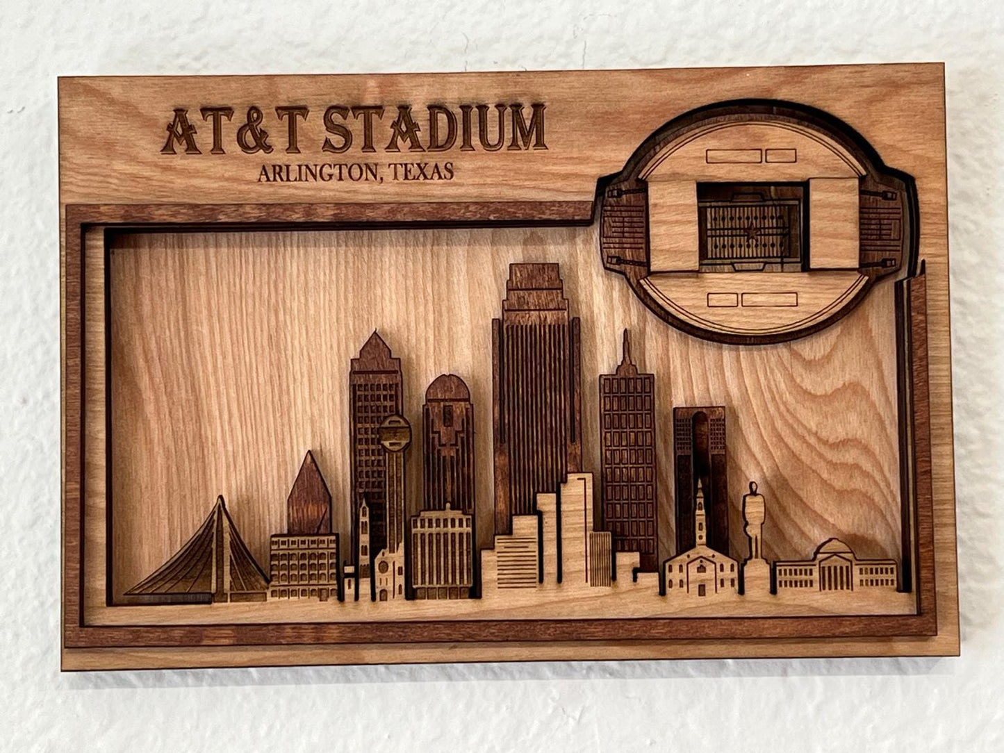 Laser-Cut AT&T Stadium 3D Wood Wall Art – Dallas Cowboys Stadium Map, Man Cave Decor