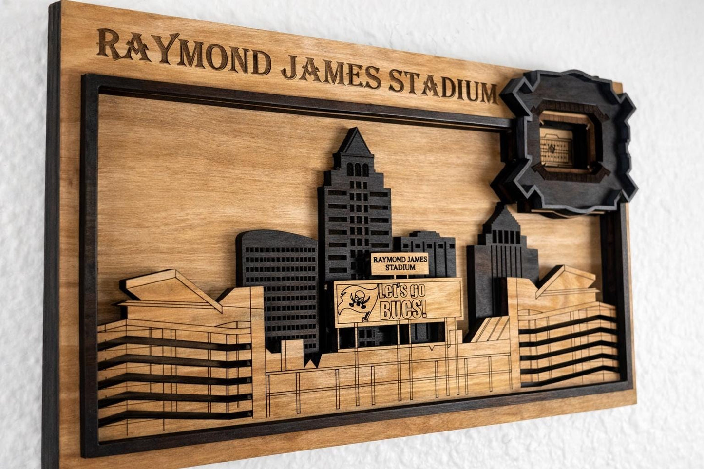 Raymond James Stadium 3D Wood Sign – Personalized Tampa Bay Buccaneers Wall Art