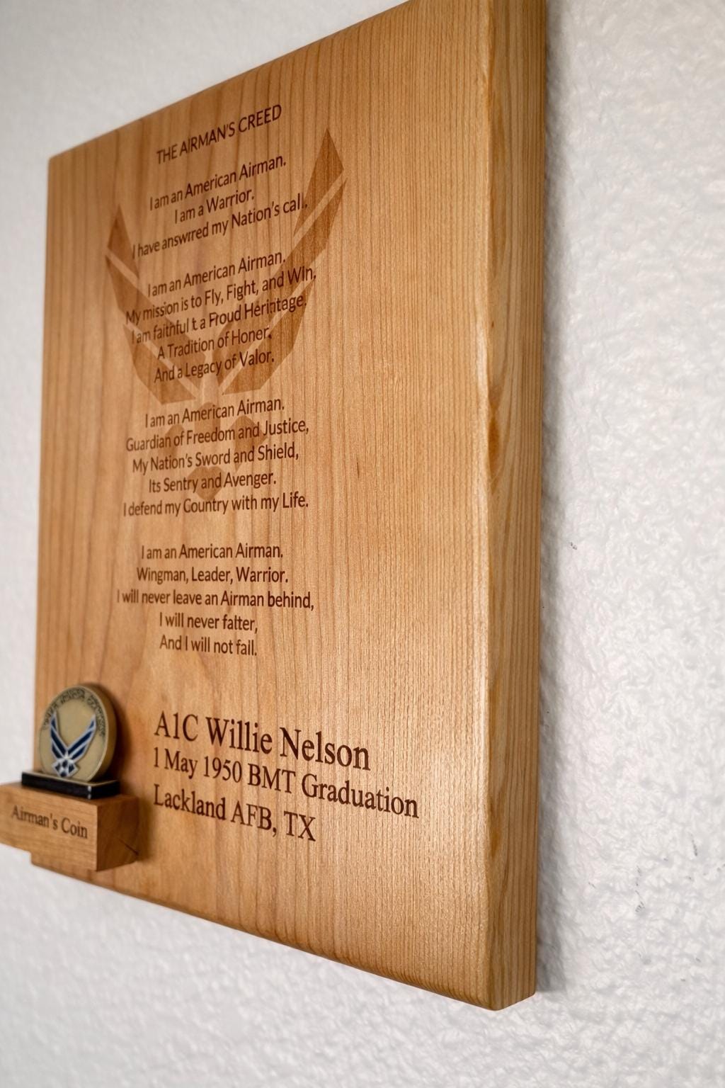 Personalized Airman's Creed Plaque – Air Force Graduation Gift, Coin Holder