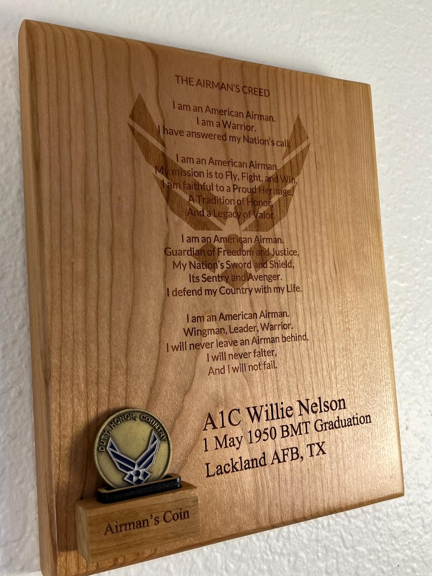 Personalized Airman's Creed Plaque – Air Force Graduation Gift, Coin Holder