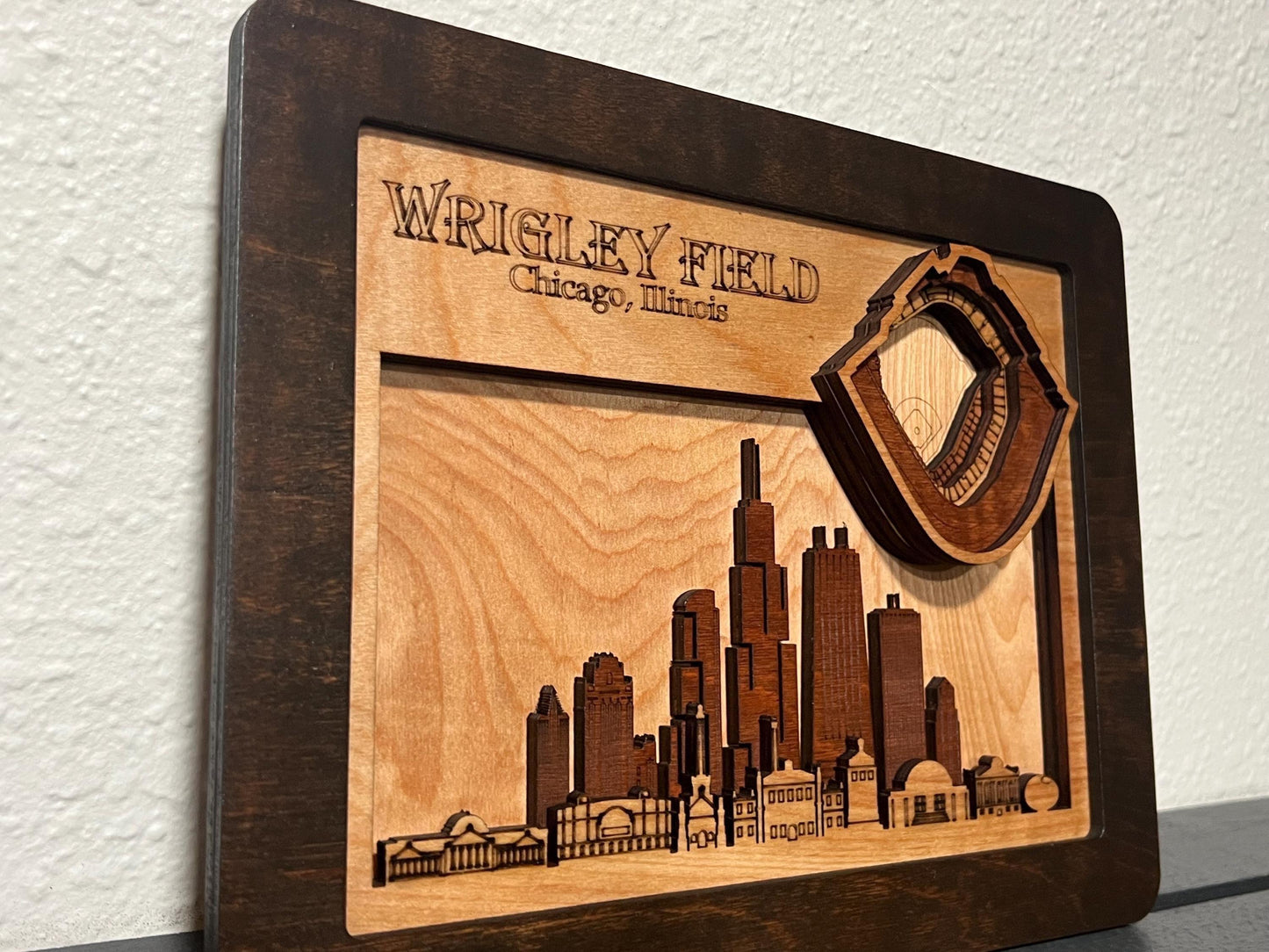 Wrigley Field 3D Wood Art – Chicago Cubs Stadium, Framed