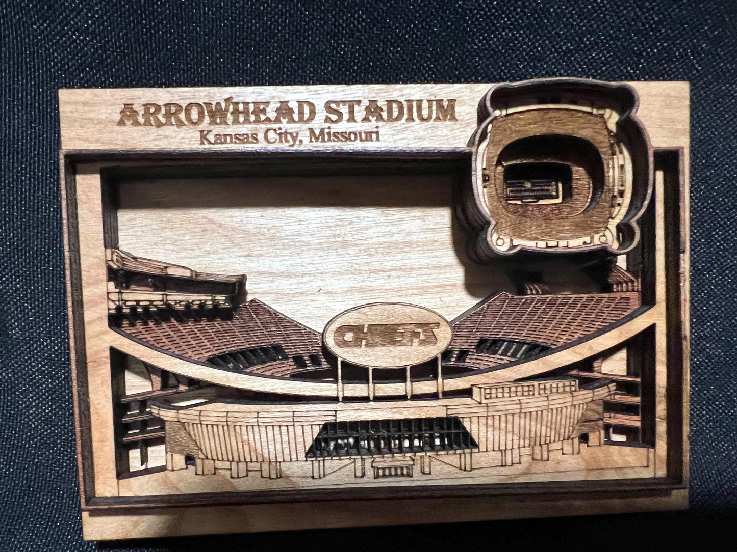 Arrowhead Stadium 3D Wood Magnet – Kansas City Chiefs Gift, Football Fan Decor