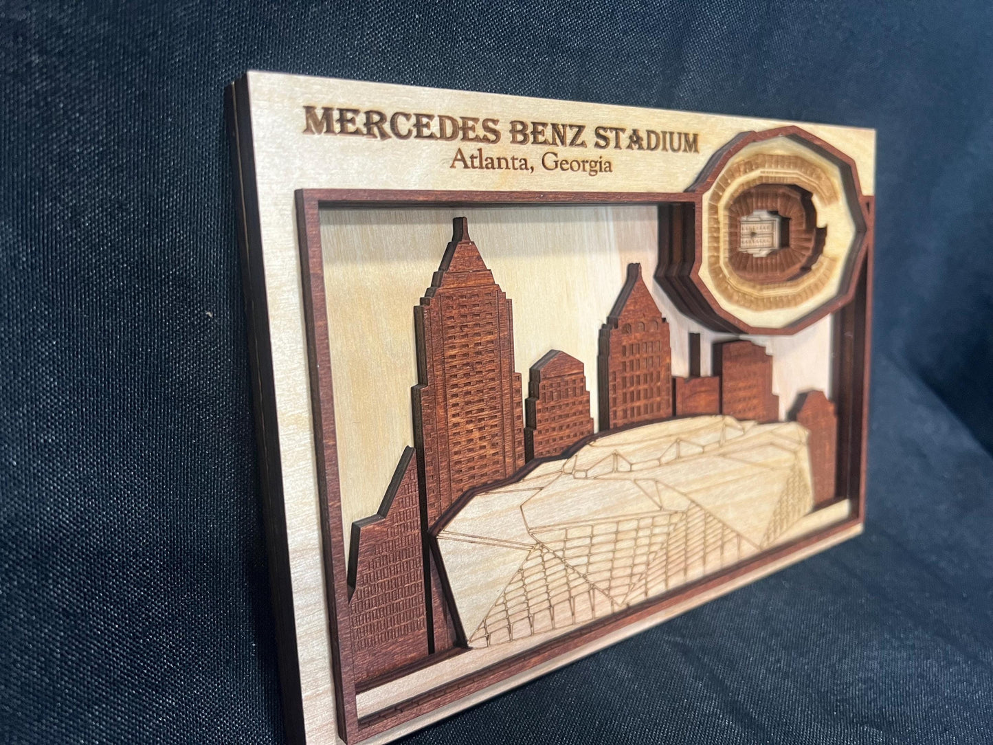 Mercedes-Benz Stadium 3D Wood Sign – Personalized Atlanta Falcons Wall Art