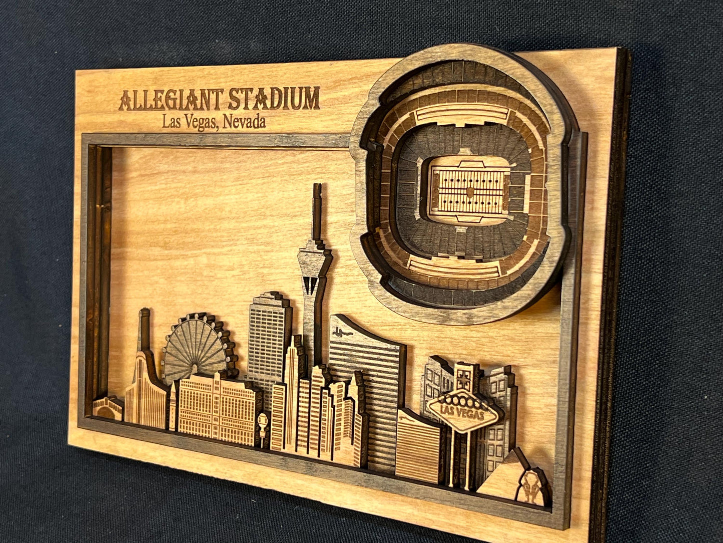 Allegiant Stadium 3D Wood Sign – Personalized Las Vegas Raiders Wall Art
