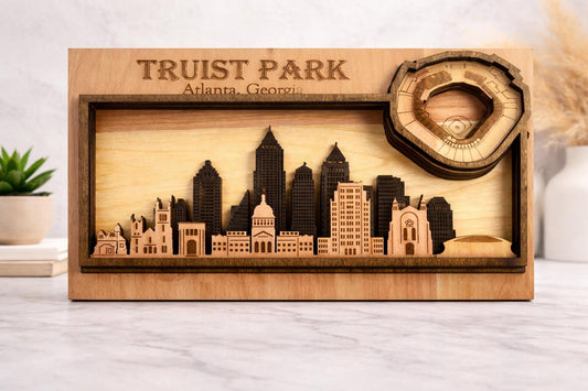 Truist Park 3D Wood Stadium Art | Atlanta Braves Man Cave Decor