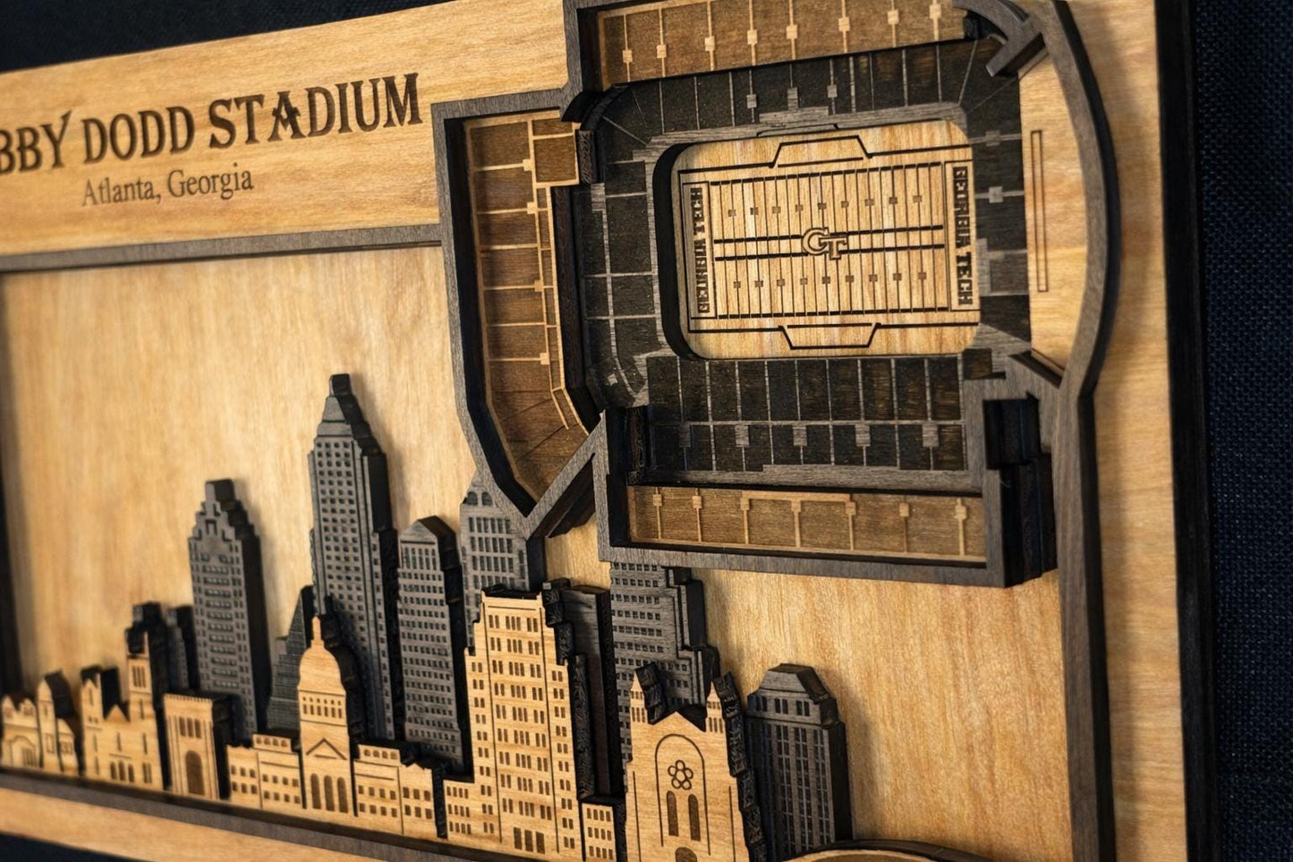 Bobby Dodd Stadium Wooden Wall Art – Georgia Tech Football Gift – 3D Stadium Decor