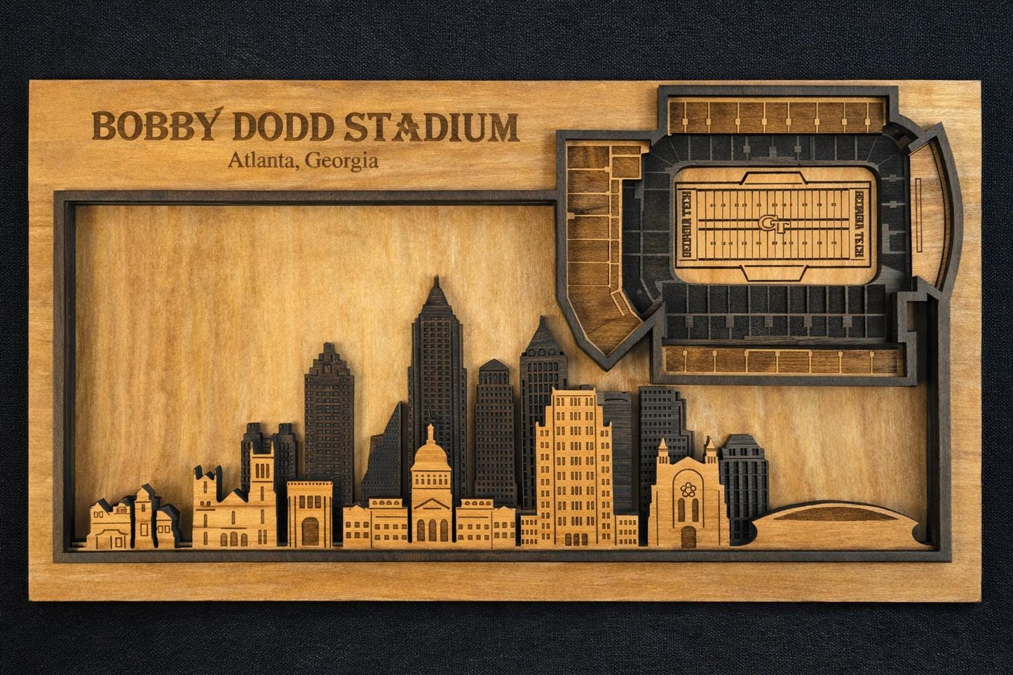 Bobby Dodd Stadium Wooden Wall Art – Georgia Tech Football Gift – 3D Stadium Decor