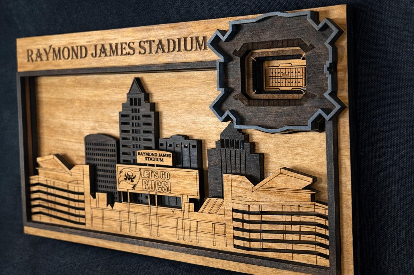 Raymond James Stadium 3D Wood Sign – Personalized Tampa Bay Buccaneers Wall Art
