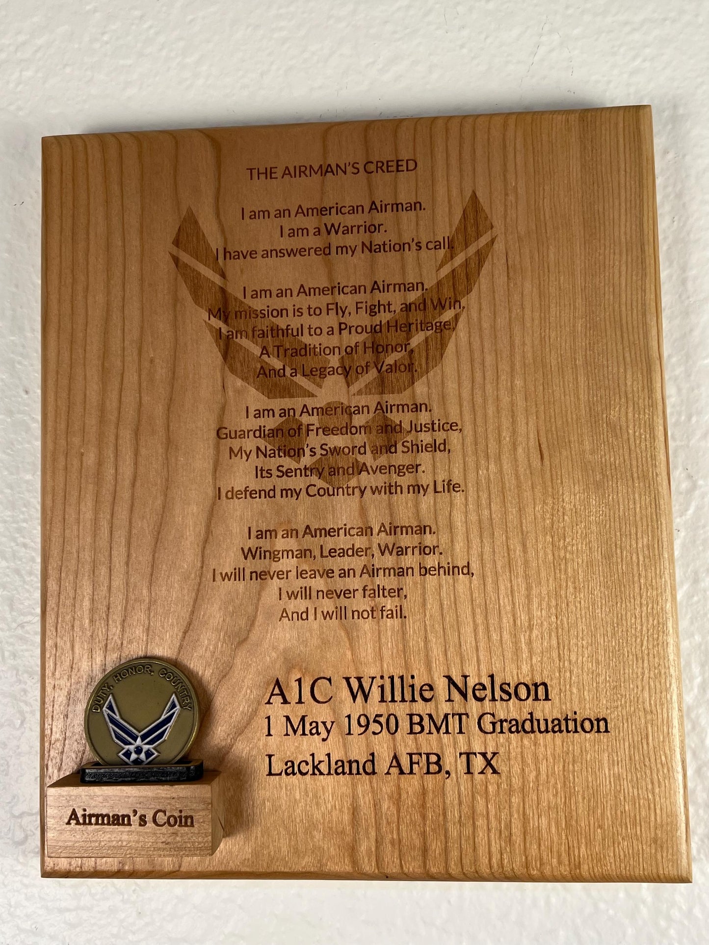 Personalized Airman's Creed Plaque – Air Force Graduation Gift, Coin Holder