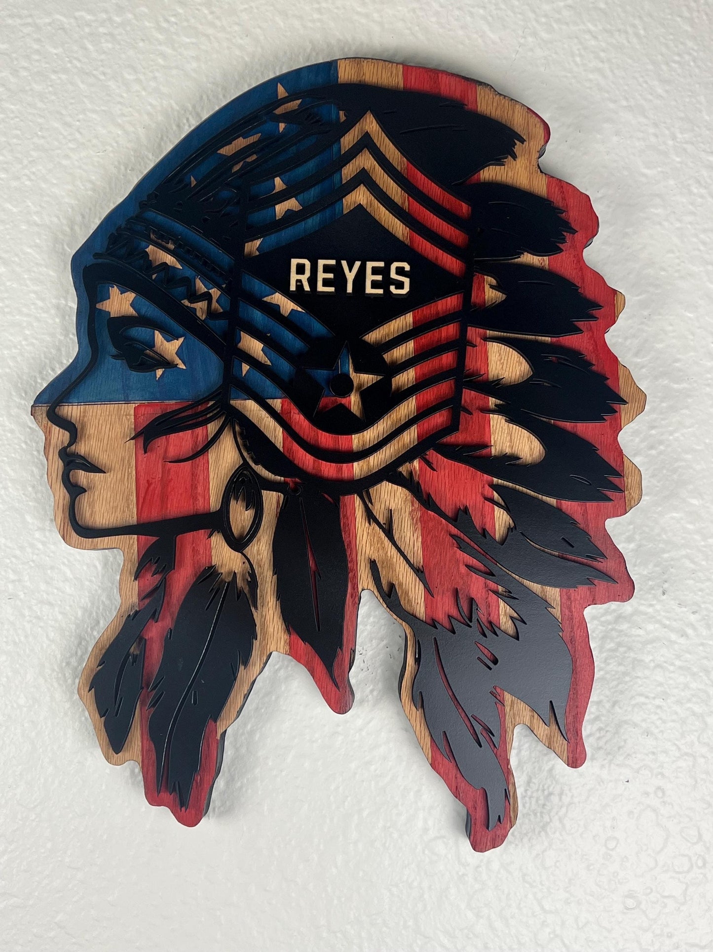 Custom Air Force  Chief Master Sergeant Female Plaque • Personalized Pine