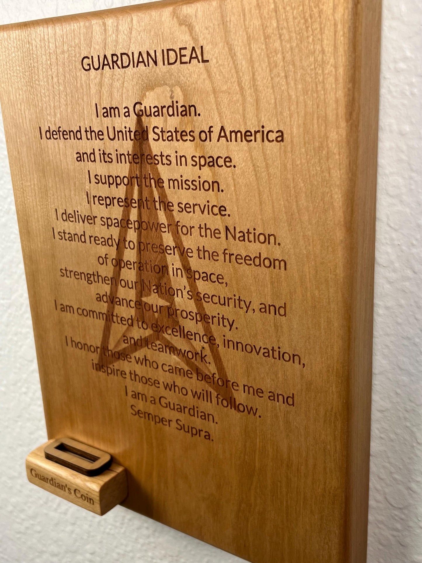 Personalized Space Force Graduation Plaque, Guardian Coin Holder, Solid Wood