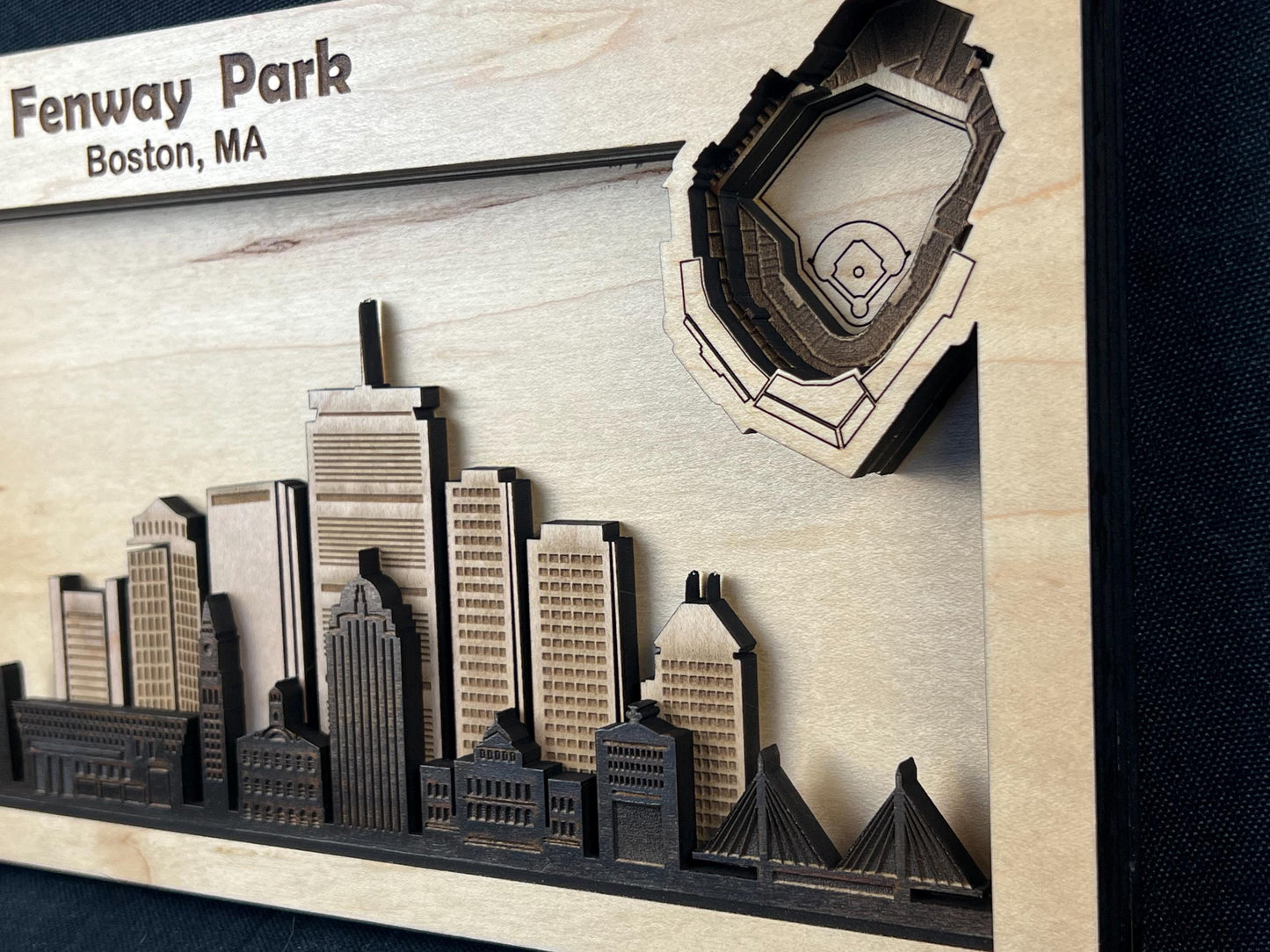 Fenway Park Wall Art | 3D Boston Baseball Stadium Wood Sign | Personalized Red Sox Fan Gift
