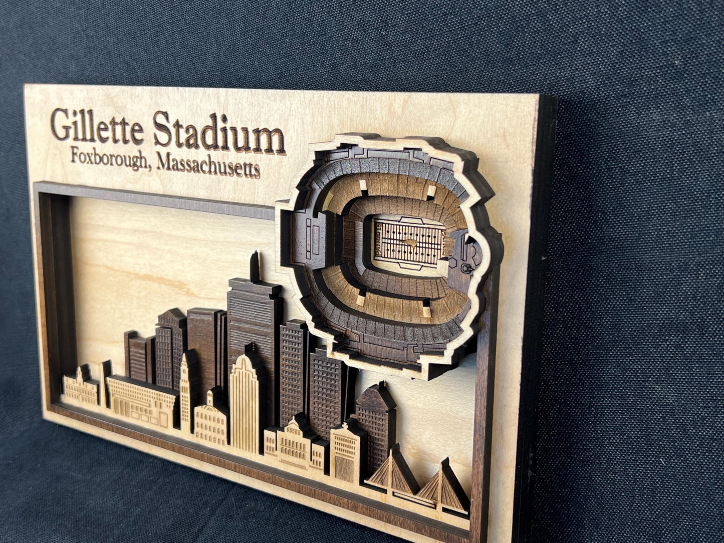 Gillette Stadium 3D Layered Wood Wall Art, Foxborough Football Decor