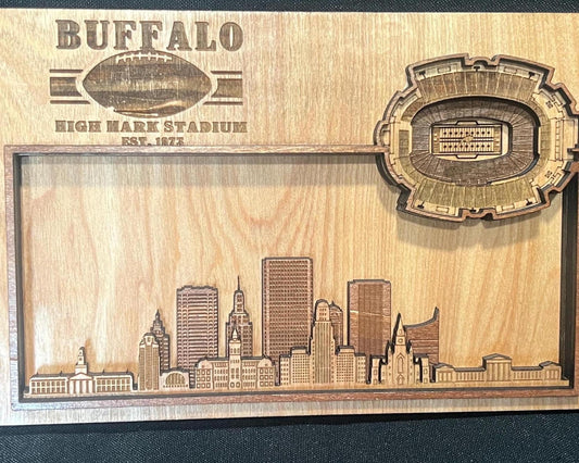 Highmark Stadium 3D Wood Sign – Personalized Buffalo Bills Wall Art