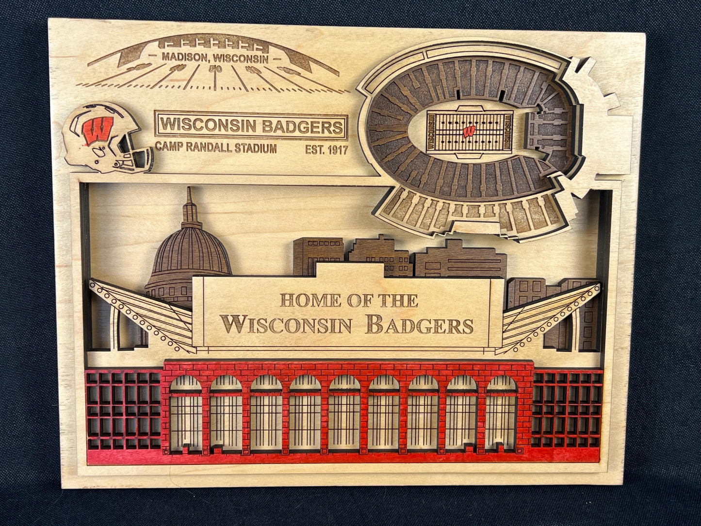 Camp Randall Stadium Wood Art: Wisconsin Badgers Football Gift