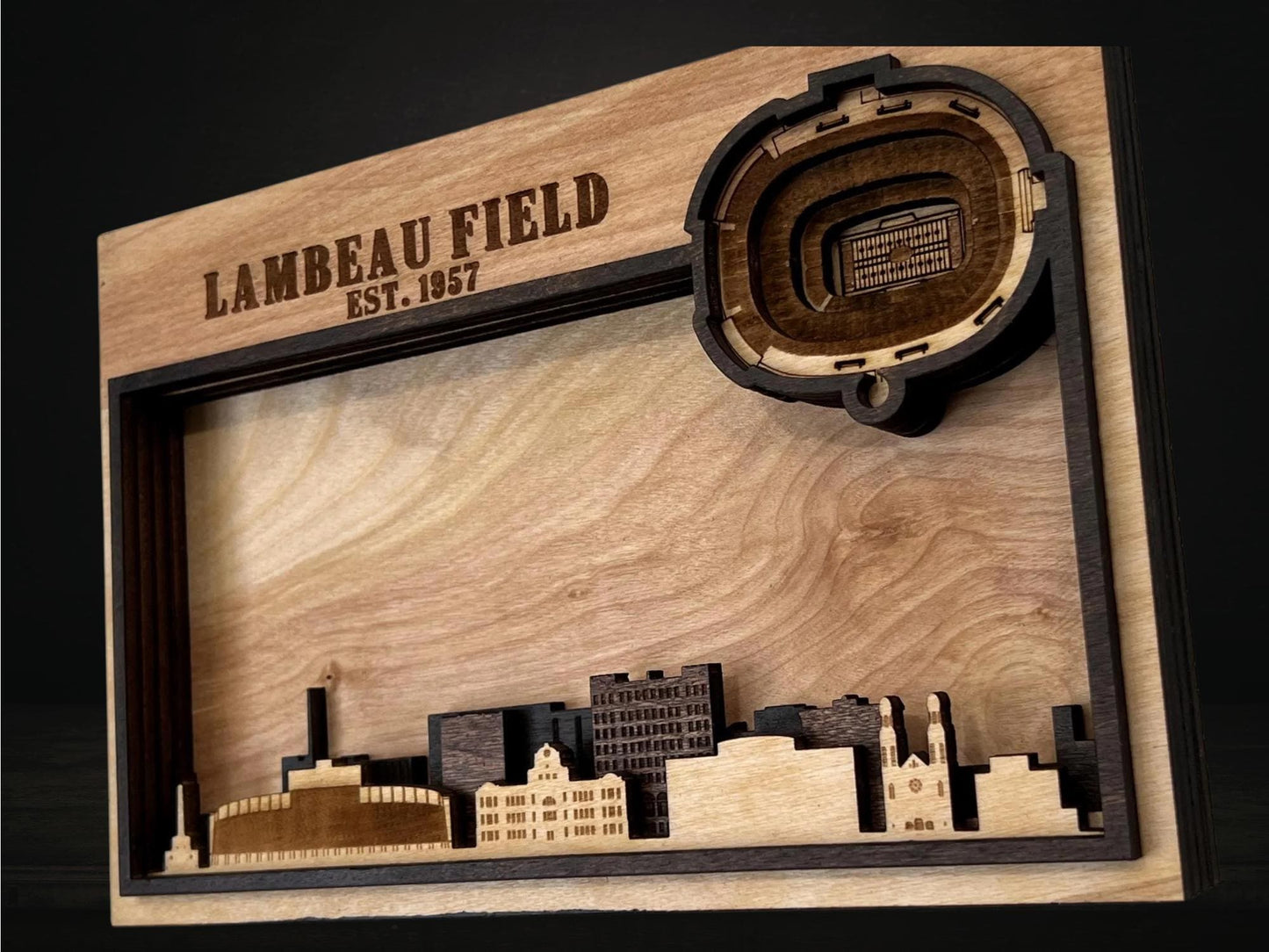 Lambeau Field Wall Art | 3D Green Bay Stadium Wood Sign | Personalized Packers Fan Gift
