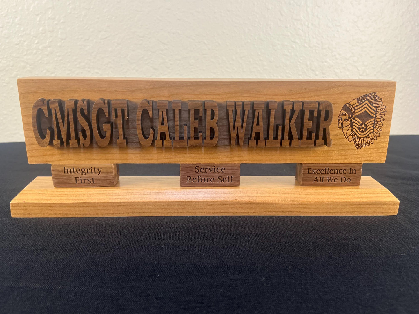 Custom Air Force Retirement Nameplate, Solid Hardwood Desk Plaque, Military Rank Name Display