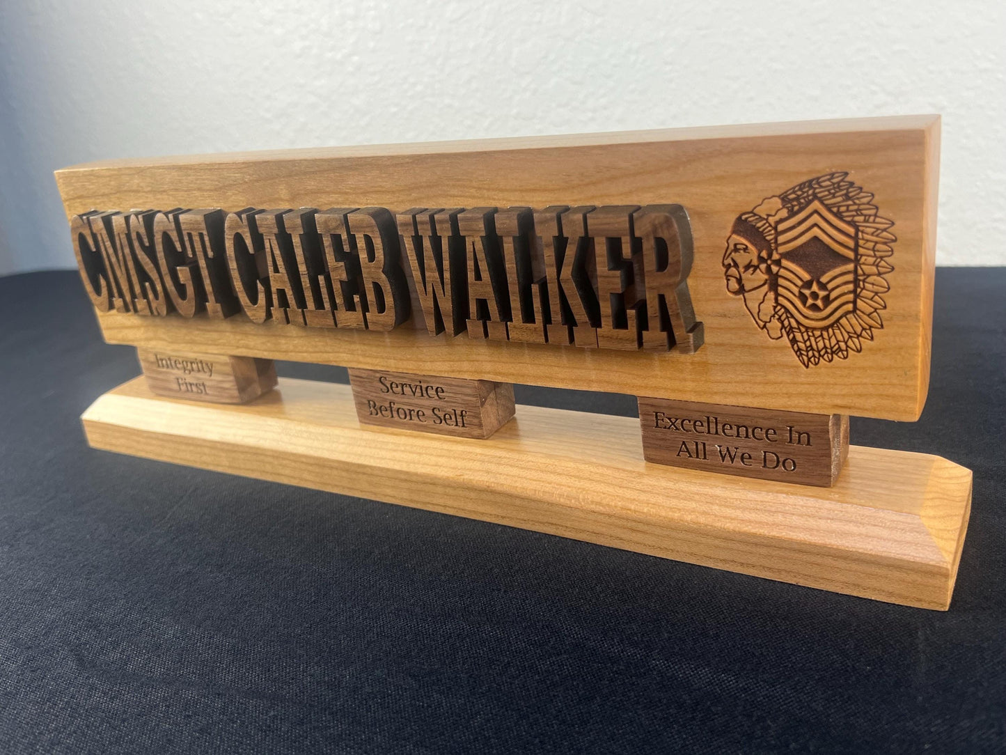 Custom Air Force Retirement Nameplate, Solid Hardwood Desk Plaque, Military Rank Name Display