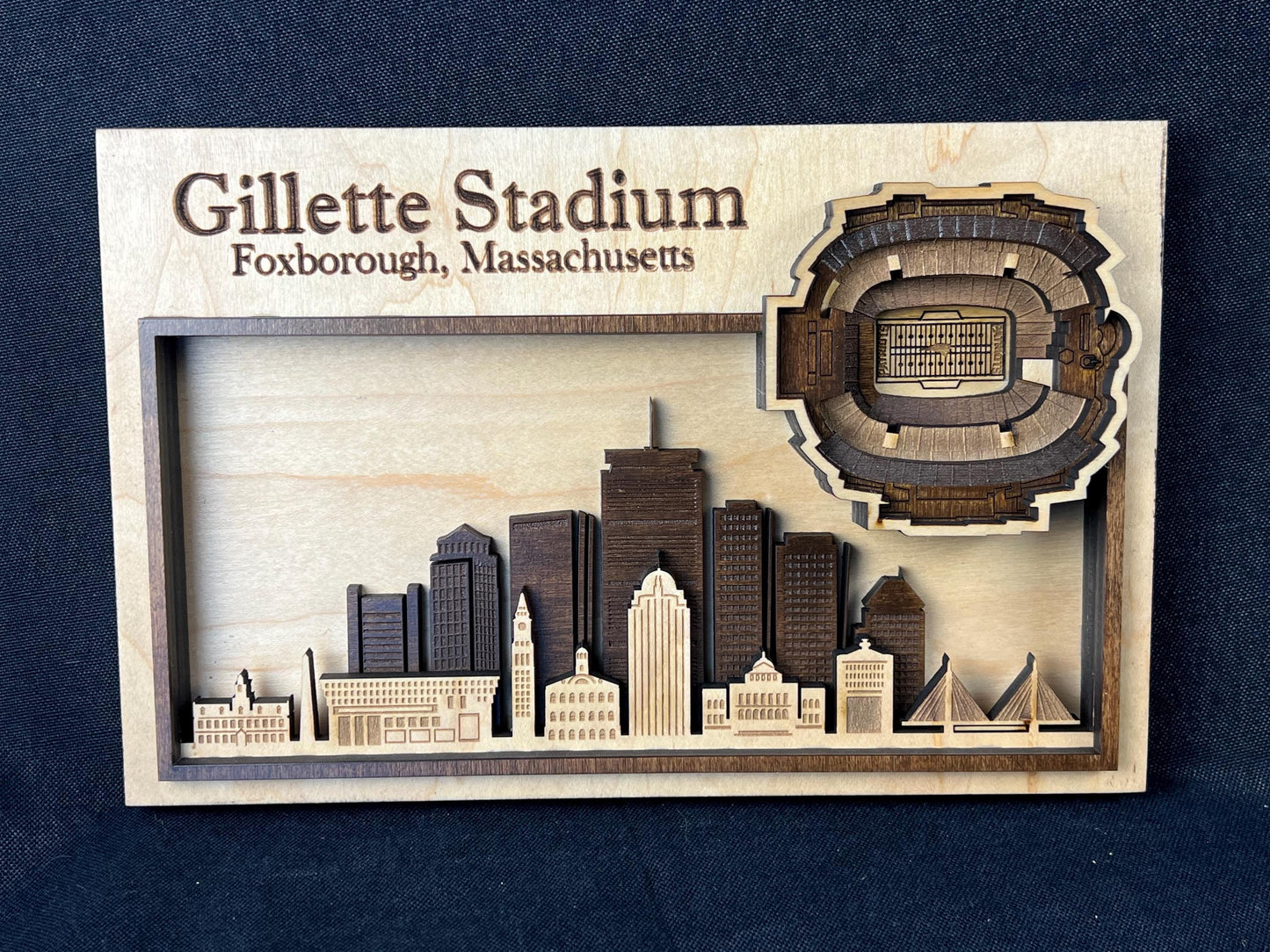 Gillette Stadium 3D Layered Wood Wall Art, Foxborough Football Decor
