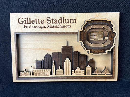 Gillette Stadium 3D Layered Wood Wall Art, Foxborough Football Decor