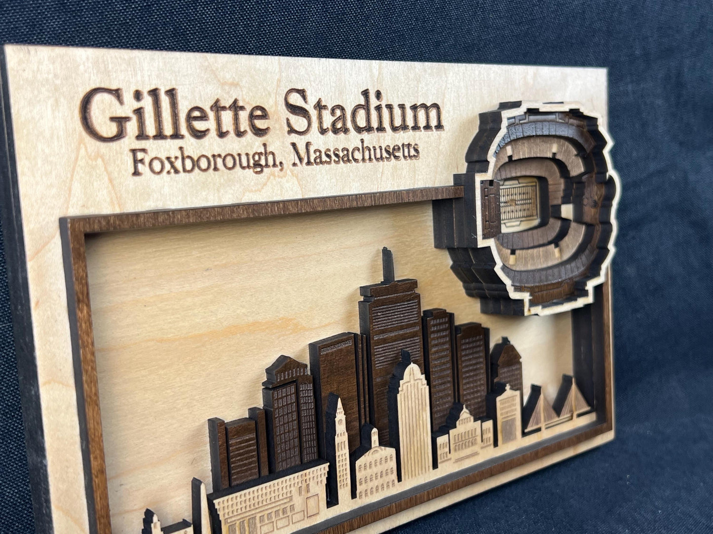 Gillette Stadium 3D Layered Wood Wall Art, Foxborough Football Decor