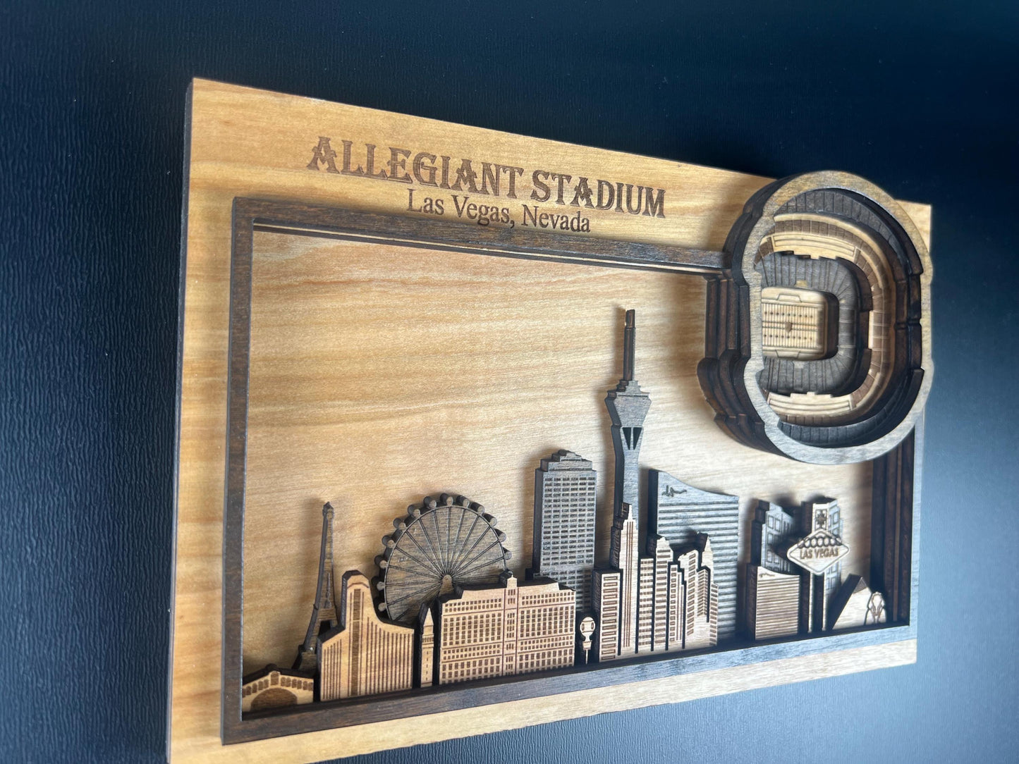 Allegiant Stadium 3D Wood Sign – Personalized Las Vegas Raiders Wall Art