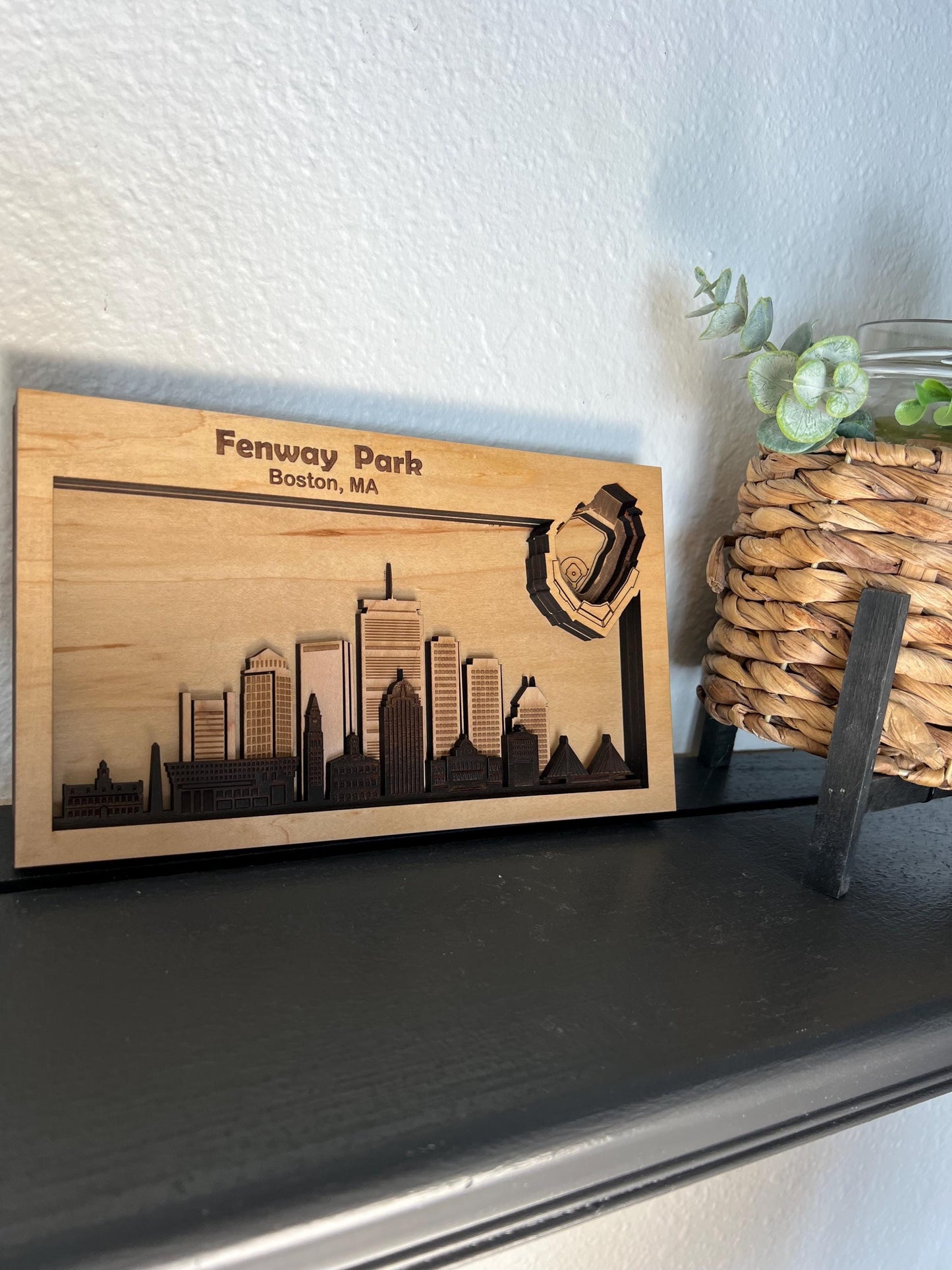 Fenway Park Wall Art | 3D Boston Baseball Stadium Wood Sign | Personalized Red Sox Fan Gift