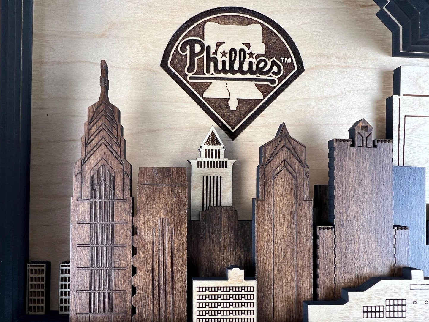Layered Wood Citizens Bank Park Map, Philadelphia Skyline Art, Phillies Fan Decor