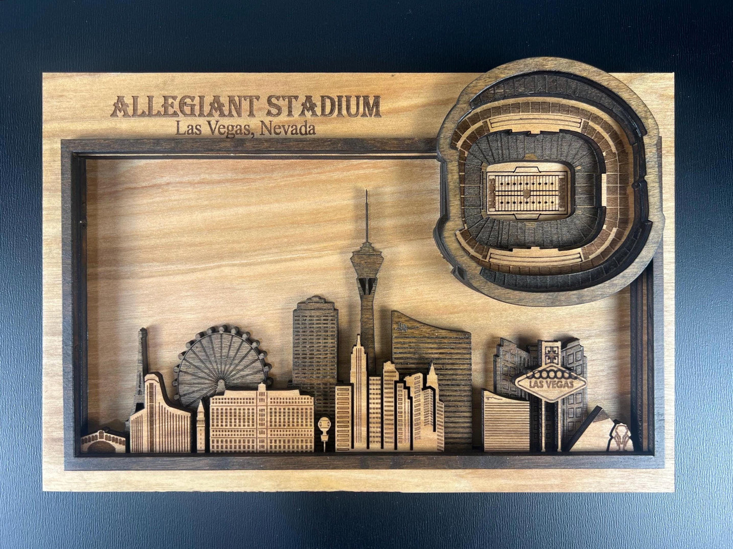 Allegiant Stadium 3D Wood Sign – Personalized Las Vegas Raiders Wall Art