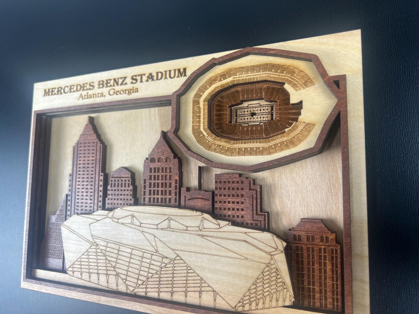 Mercedes-Benz Stadium 3D Wood Sign – Personalized Atlanta Falcons Wall Art