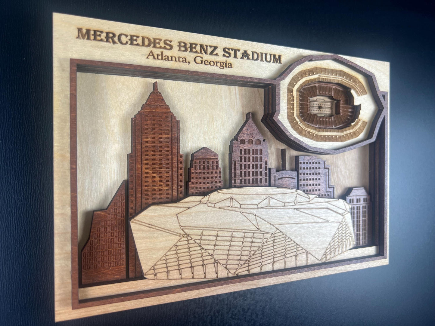 Mercedes-Benz Stadium 3D Wood Sign – Personalized Atlanta Falcons Wall Art