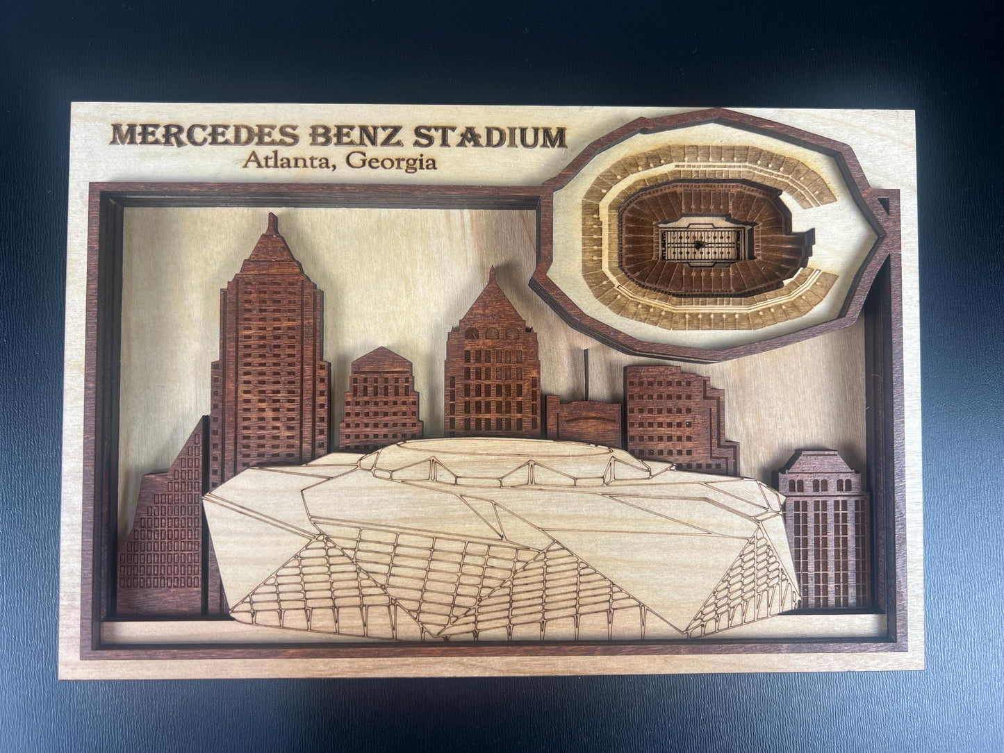 Mercedes-Benz Stadium 3D Wood Sign – Personalized Atlanta Falcons Wall Art