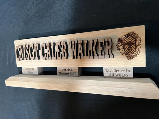 Custom Air Force Retirement Nameplate, Solid Hardwood Desk Plaque, Military Rank Name Display