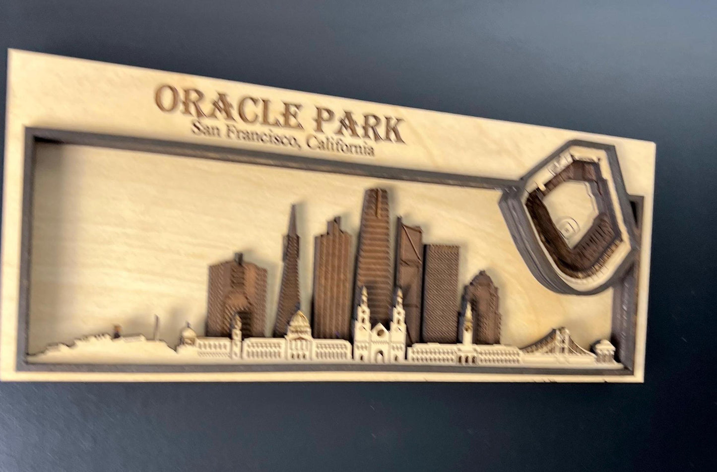 Layered Wood Oracle Park Stadium Skyline Art, San Francisco Giants Decor