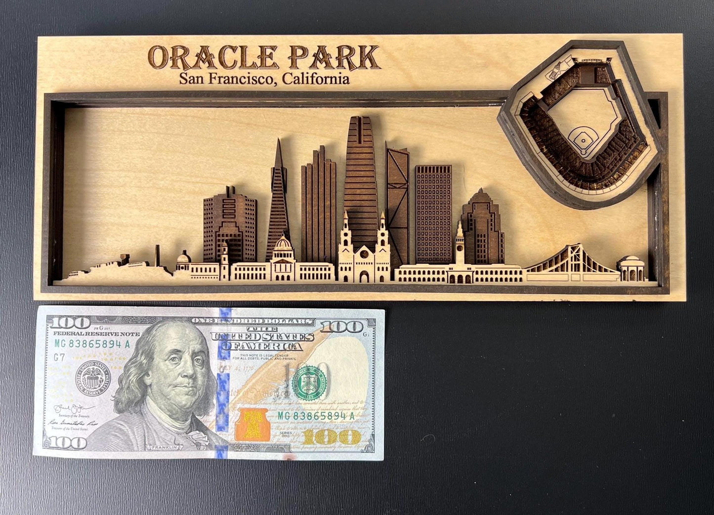Layered Wood Oracle Park Stadium Skyline Art, San Francisco Giants Decor