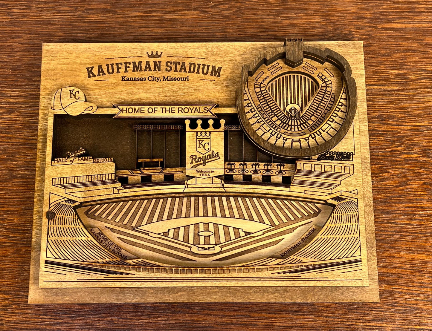 Kauffman Stadium 3D Wood Wall Art – Kansas City Royals Map – Personalized Baseball Fan Gift